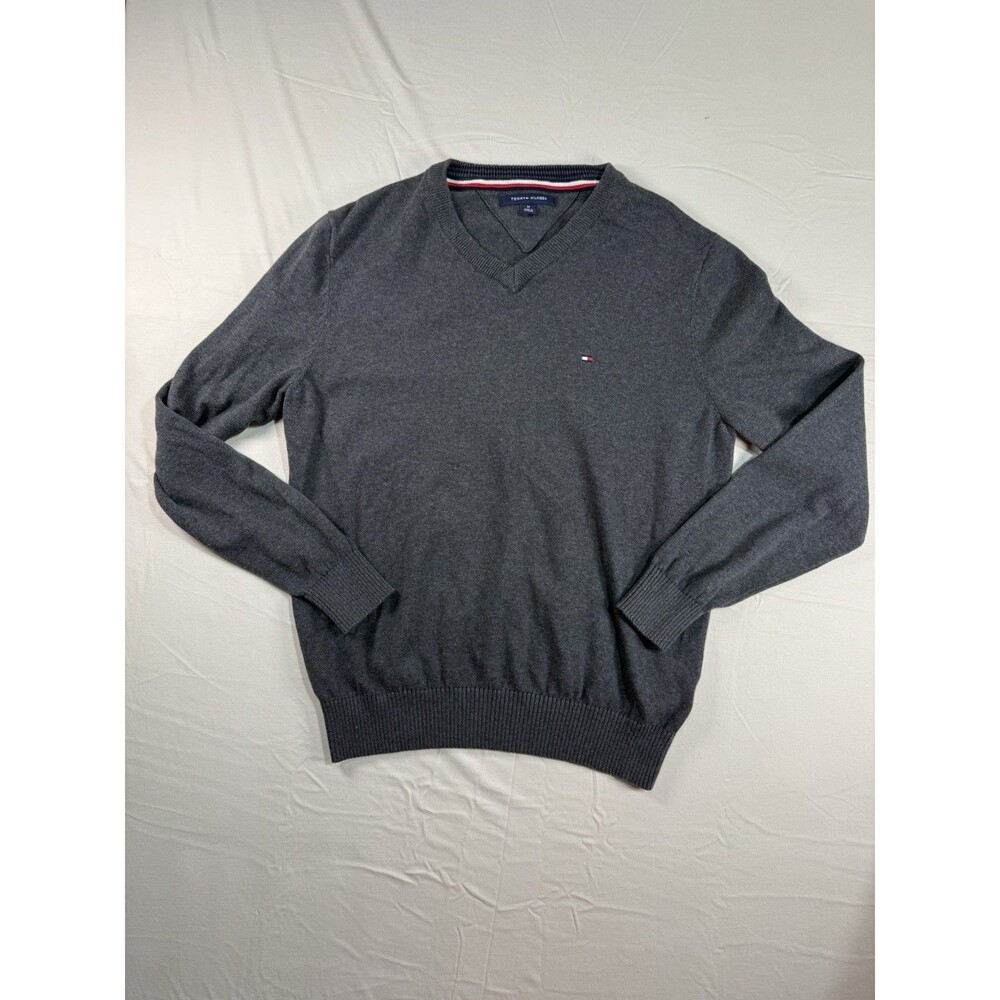 Tommy Hilfiger Men’s V‑Neck Sweater – Medium – Charcoal Gray – classic fit